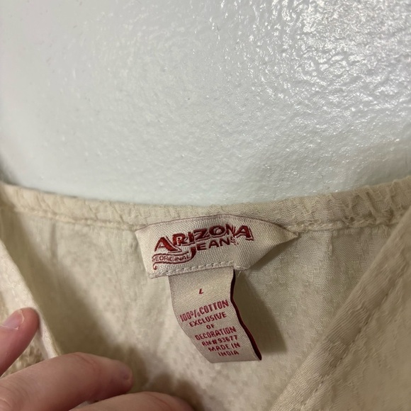 Arizona Jeans Boho Beige Y2K Embroidered Cropped Spaghetti Strap Top Size L - Picture 6 of 6